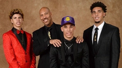 A picture of LaVar Ball with his three sons.